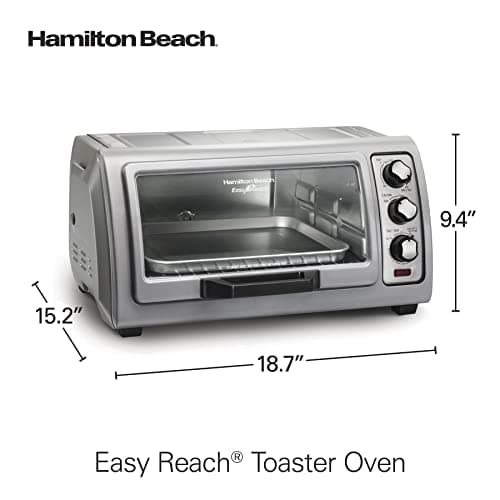 Hamilton Beach 6 Slice Countertop Toaster Oven With Easy Reach Roll-Top Door, Bake, Broil & Toast Functions, Auto Shutoff, Silver (31127D) 7