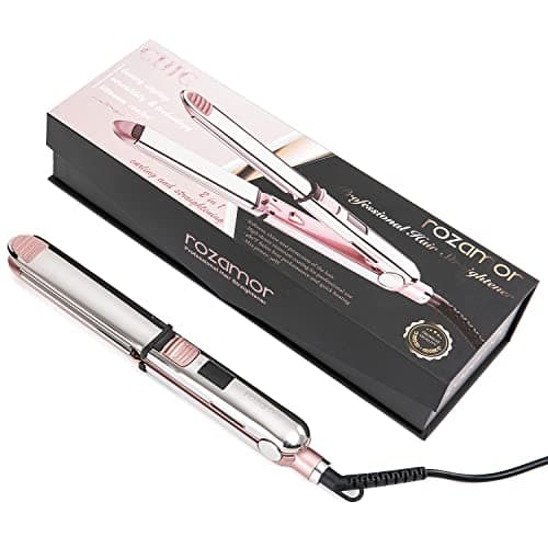 Rozamor 2-in-1 Titanium Ionic Flat Iron,Professional Hair Straightener & Curler, Fast Heating, Dual Voltage, Pink, for All Hair Types 7