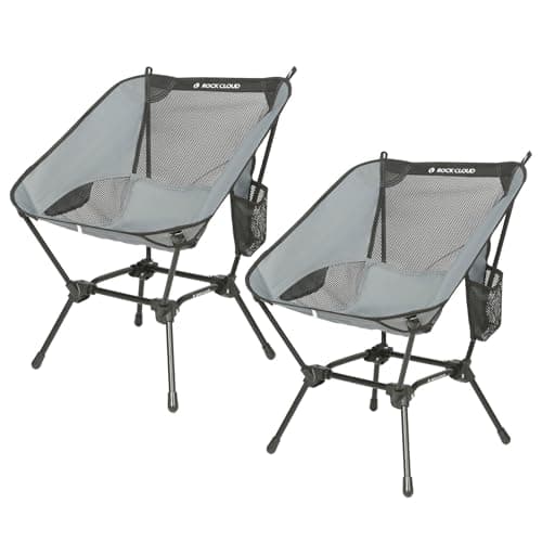 ROCK CLOUD 2 Pack Portable Camping Chair Ultralight Folding Chairs Outdoor for Camp Hiking Backpacking Lawn Beach Sports, Grey