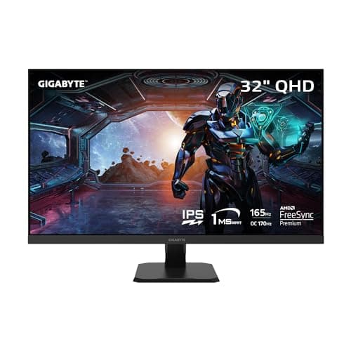 GIGABYTE GS32Q 31.5" 165Hz 1440P Gaming Monitor, 2560x1440 SS IPS Display, 1ms (MPRT) Response Time, HDR Ready, 1x Display Port 1.4, 2X HDMI 2.0 (GS32Q US)