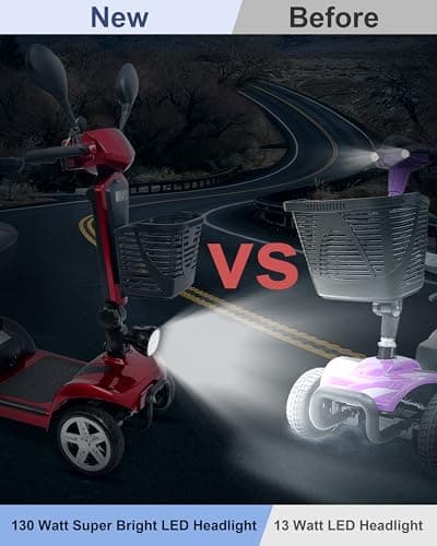 MIHAYO 4 Wheel Mobility Scooter for Seniors&Adults- 30 Miles Range, Foldable Powered Electric Wheelchair Device w/720WH Battery,Only 9 lb Weight, Dual Basket, 300 lb Capacity, Compact,Red 7