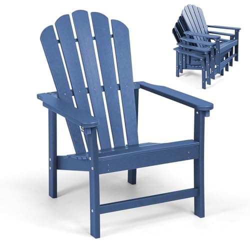 Mguio Stackable Adirondack Chair, Space Saving HDPE All-Weather Fire Pit Chairs for Outdoor Lawn Porch Deck