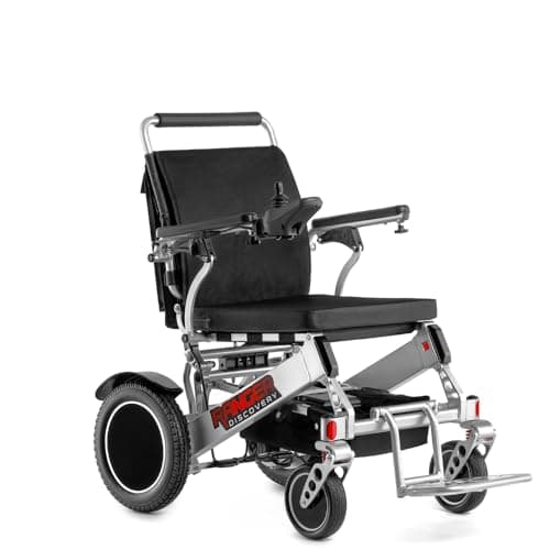 Porto Mobility Ranger Discovery Lightweight Foldable Weatherproof Exclusive Electric Wheelchair, Portable, Brushless Powerful Motors, Dual Battery, All Terrain (Silver, Standard)
