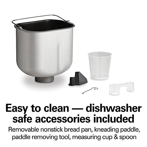 Hamilton Beach Automatic Bread Maker Machine, Digital, Programmable, 12 Settings + Gluten Free, PFAS-Free Nonstick Pan + Kneading Paddle, 2 lb Capacity, Black 6