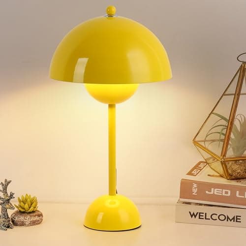 COSYLUX Modern Small Table Lamp for Bedroom, Cute Dome Shade Reflecting Light Reading Lamp for Living Room, Kid's Room, Study, Office, Beside Bedside Nightstand Desk Lamp(Yellow)