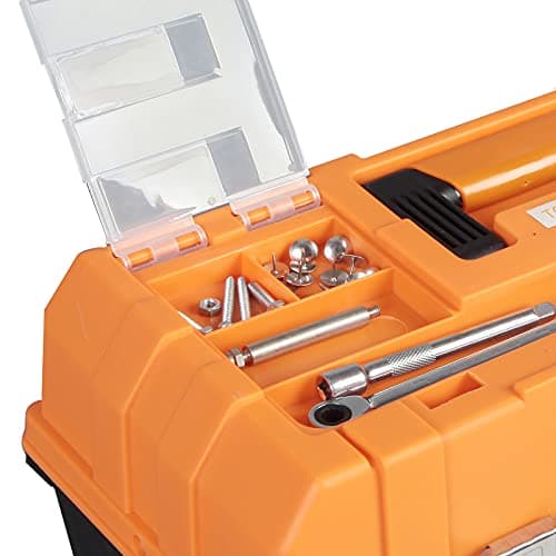 Torin 17-Inch Plastic Tool Box,3-Tiers Multi-Function Storage Portable Toolbox Organizer, Black/Orange ATRJH-3430T 5