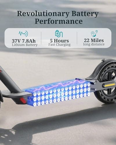 Qlaway Adult Electric Scooter with 350W Motor, 8.5" Solid Tires, Max Speed 19 MPH and 22 Miles Long-Range Portable Portable E-Scooter(Double Braking System & App) 5