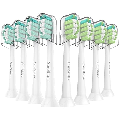 SuitShine Replacement Toothbrush Heads Compatible with Philips Sonicare and More Click-on Handles 8 Pack White