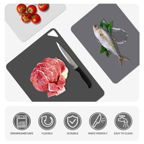 WK Flexible Plastic Cutting Boards Mats for Kitchen, Flexible Non Slip Cutting Mat, Thin Cutting Sheets, BPA Free, Dishwasher Safe, Multi Sizes 5
