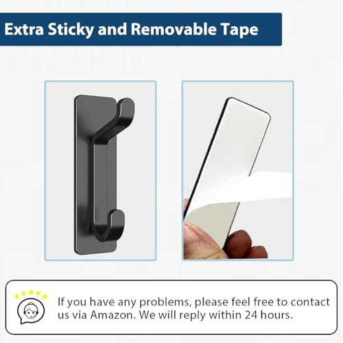pickpiff Wall Hooks for Coat and Towel: 13LB Strong Adhesive Door Hanger Stick on, Black 4 Pack 5
