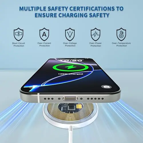 【Apple MFi Certified】Magnetic Wireless Charger 10FT Apple Magsafe Charger,2Pack Fast Mag-Safe Charging Wireless iPhone Charge Pad 10Foot USB C Block Adapter for iPhone 17 16 15 14 13 12 Series,AirPods 5