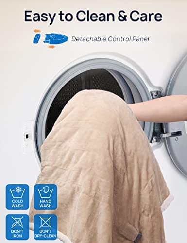 Westinghouse Wearable Heated Throw Blanket, Electric Heated Wrap Poncho Shawl with Pockets, 6 Heating Levels & 2 to 10 Hours Time Settings, 50 x 60 Inch, Beige 6
