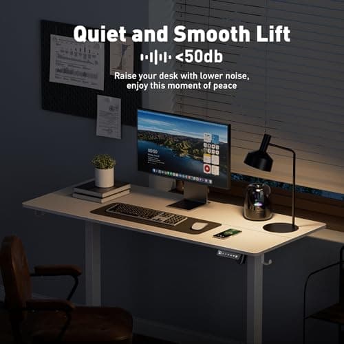 VVENACE 48 x 24 Inch Electric Standing Desk Adjustable Height, Sit Stand Desk with Wheels, Stand up Desk for Home Office, Computer Workstation (Spliced Desktop,White) 7