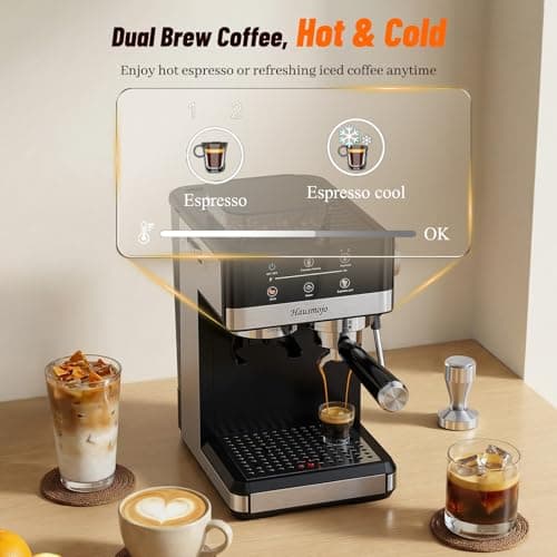 Hausmojo Espresso Machine with Grinder, 20Bar Expresso Coffee Machines with Milk Frother, Professional Compact Stainless Steel Coffee Maker for Espresso, Latte & Cappuccino, Perfect for Home Use 7