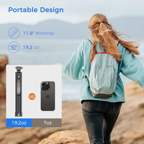 Selfie Stick Travel Tripod for Cell Phone with Remote Control and Phone Holder, Extendable Selfie Stick for iPhone, iPhone Tripod for Video Recording, 72 Inch, Black 5