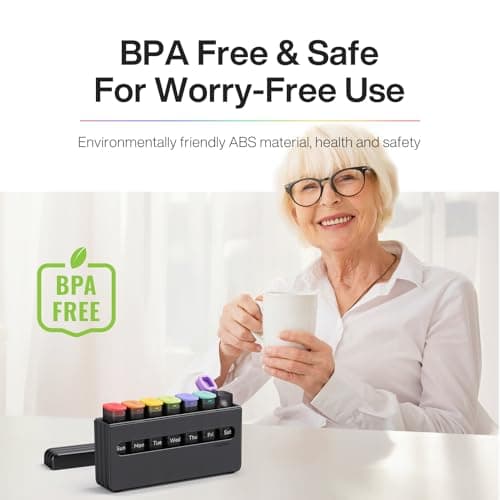 Weekly Pill Organizer 2 Times a Day - Am Pm Pill Box 7 Day, Large Twice Medicine Pill Case for Daily Medication, Vitamins, Fish Oils, Supplements Portable Week Pill Holder Container, Translucent Black 5