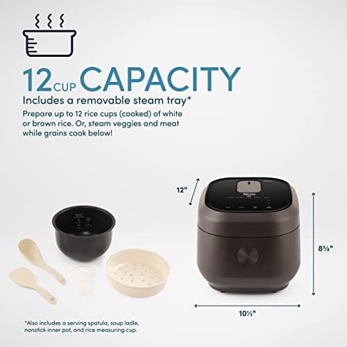 Aroma Housewares Professional 12-Cups (Cooked) / 3Qt. 360° Induction Rice Cooker & Multicooker (ARC-7606B), Black, 12 Cup 3