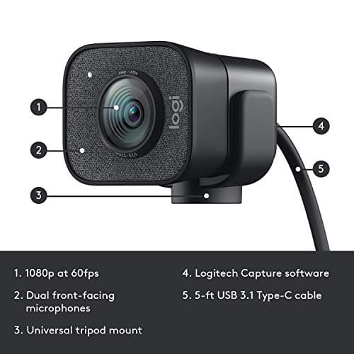 Logitech 2022 StreamCam 1080P HD 60fps Streaming Webcam Full HD Camera with USB-C & Integrated Microphone for Live Streaming and Content Creation - Graphite - 960-001280 (Renewed) 6
