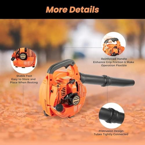 IOENC Gas Leaf Blower 2-Stroke 25.4CC,4.59FT³/H Handheld Gas Blower for Lawn Care,7000rpm Powerful Clearing Performance Leaf Blower for Road Maintenance,Sanitation Cleaning,etc. 6