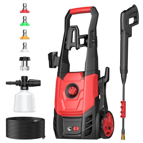 Electric Pressure Washer, 2.5 GPM Power Washer with Foam Cannon, Electric High Pressure Washer with 4 Quick Connect Nozzles for Cars, Driveways, Fences, Patios, Home Cleaning