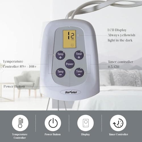 SUNVIVI Heated Electric Blanket Queen Size Dual Control, 10 Heat Settings, 12 Hours Auto Off, Machine Washable, ETL Certified, Overheating Protection, Grey, 84x90 Inch 5