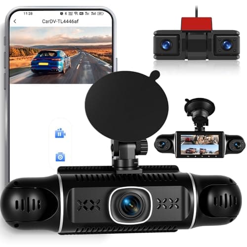 360°View 5 Channel Front and Rear Inside,3 Inch Dash Camera for Cars Car Camera with APP Control,IR Night Vision,Loop Recording,G-Sensor,Parking Assistance,24H Parking Monitor