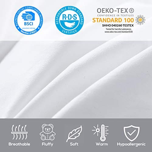 Luxurious 800 Thread Count Hungarian Goose Down Comforter Duvet Insert - King/Cal King Size, 75 oz. Fill Weight, Premium Baffle Box, 100% Egyptian Cotton Cover (White) 6