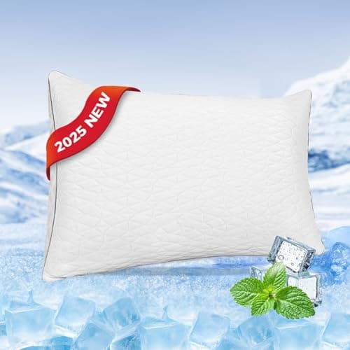 Mooppom Cooling Pillows for Sleeping, Shredded Memory Foam Cooling Pillow for Hot Sleepers, Cool Bed Pillows for Side Back Stomach Sleepers(Queen)