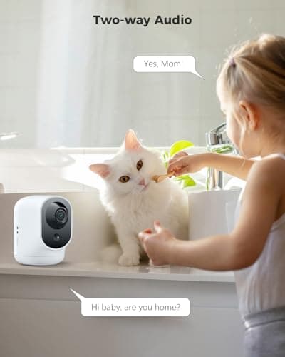 COCOCAM 2K Indoor Pan/Tilt Security Camera with 5200mAh Battery, WiFi Camera,Wireless for Baby Monitor/Pet/Home Security, AI Recognition, PIR Human Detection, 2.4G WiFi (White) 5