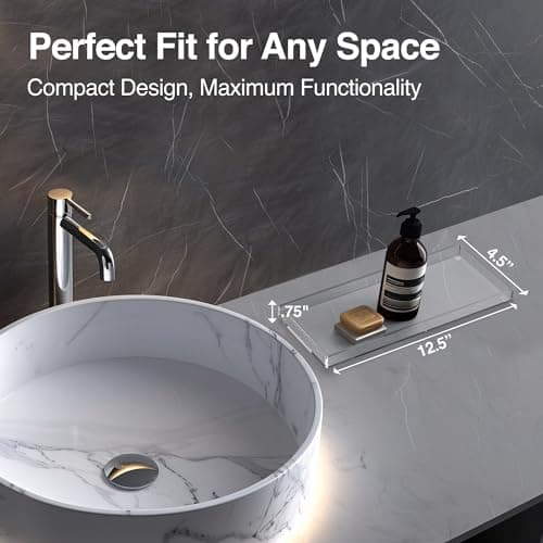 CLASSIC ACRYLIC Vanity Tray with Gift Box - Acrylic Makeup Organizer for Jewelry Tray, Perfume Tray & Drawer Organizer. Strong & Durable Small Vanity Clear Organizer for Bathroom, Office & Home Decor. 6