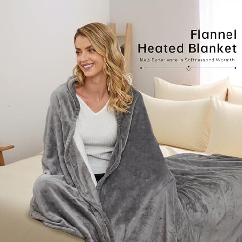 McJaw Electric Heated Blanket 72"x 84" Full Size, 4 Heating Levels and 10 Hours Auto Off, Lightweight and Breathable - Ivory Gray 5