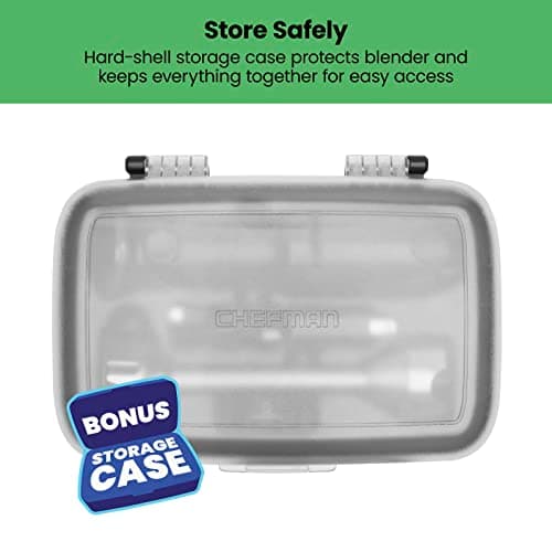 Chefman Cordless Power Portable Immersion Blender, Ice Crushing Power with One-Touch Speed Control, USB Charging, Quickly Mixes Smoothies, Purees Soups, Dips, Sauces, Storage Case, Stainless Steel 10