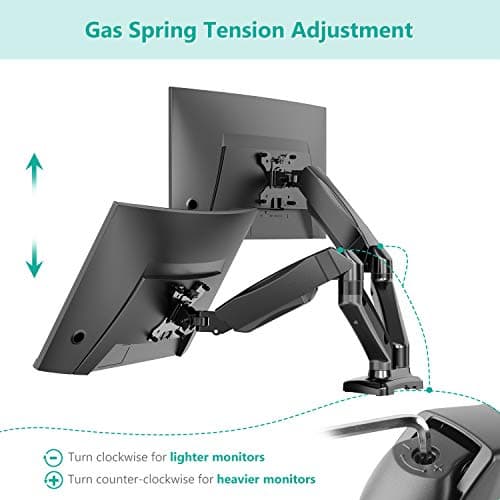 WALI Dual Monitor Mount for 17-32 inch Screens, Dual Monitor Arms for 2 Monitors Holds 19.8 lbs, Adjustable Gas Spring Dual Monitor Stand for Desk, VESA Mount 75x75/100x100mm (GSMP002), Black 6