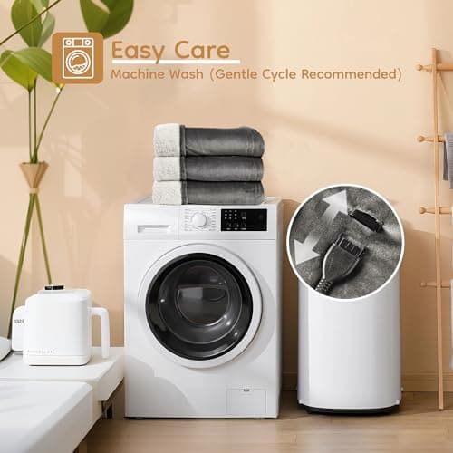 Electric Heated Blanket Full Size 72"x84", Dual-Sided Soft Flannel & Sherpa, LCD Display 10 Heat Settings with 1-12H Timer & Overnight Safe, Bed & Couch, Machine Washable, Light Grey 9