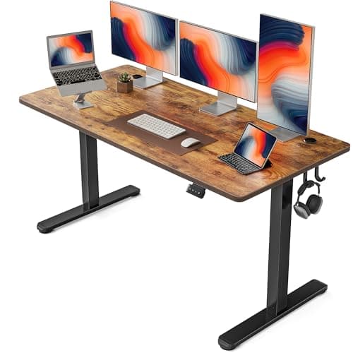 FEZIBO Electric Standing Desk, 60 x 24 Inches Height Adjustable Stand up Desk, Sit Stand Home Office Desk, Computer Desk, Rustic Brown