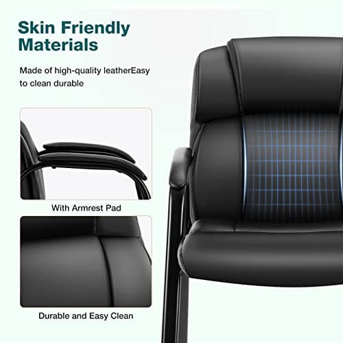 OLIXIS Waiting Room Reception Chairs Set of 4, Leather Office Desk Guest Stationary Side Chair with Padded Arms for Home Conference Lobby Area Meeting Church Medical Clinic Elderly Student 5