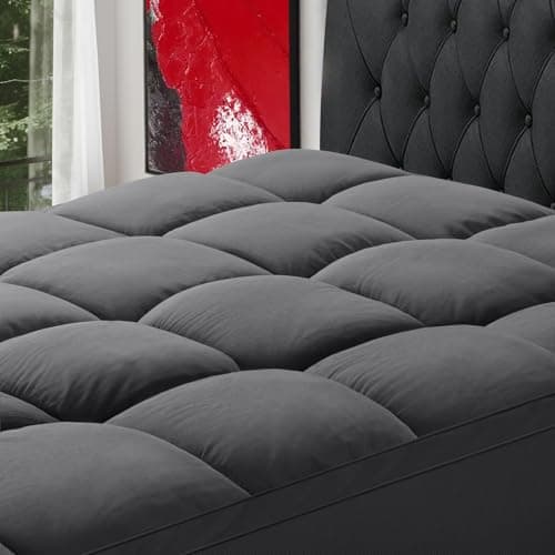 SOPAT Mattress Topper King Size Extra Thick Mattress Pad 8-21" Deep Pocket Soft Down Alternative Fill Mattress Protector Pillow Top Mattress Cover (78x80 Inches, Dark Grey)
