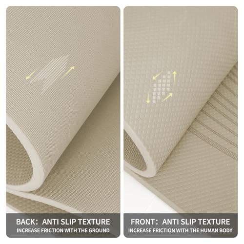 PAIDU Large Yoga Mat-72’x36’x0.4’ Extra Width ＆ Thick,Comfortable,Non-Slip Exercise Mat-Works Great on All Floor for Stretching,Yoga Studio,Gym or Home Workouts (Beige) 5