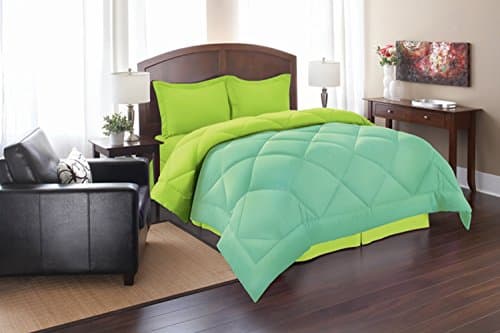 Super Soft Goose Down 2pc Reversible Alternative Comforter, Twin/Twin XL, Aqua/Lime