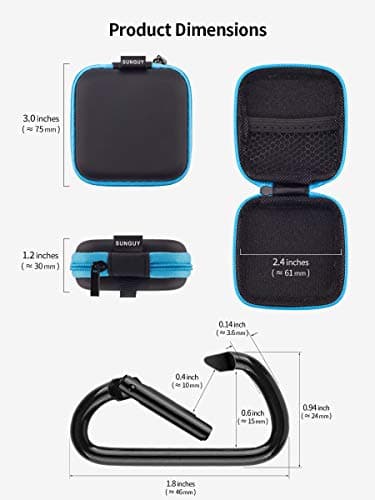 SUNGUY [5-Pack Earbud Case, Portable EVA Small Earbuds Carrying Case Storage Bag Organizer with Carabiners for Earphones, Earbuds, Earpieces, SD Memory Card, Camera Chips 7