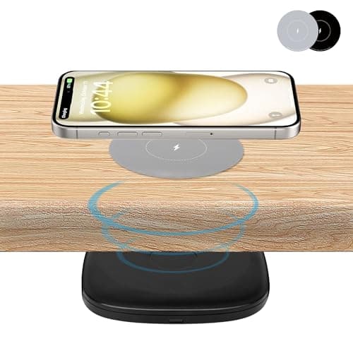 2-inch (50mm) NiiTTER Invisible Wireless Charger, Under Desk Wireless Charger, Hidden Charging Station for iPhone 17/16/15/14/13/12/Wireless Phones(Adapter Included)