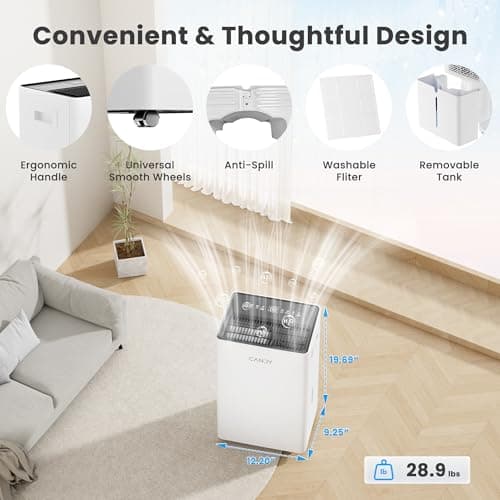 Candy 4500 Sq.Ft Dehumidifier for Basement,80 Pints Dehumidifiers for Home,Continuous/Sleep/Auto Mode,1.35 Gal Water Tank with Drain Hose,Portable & Wifi for Large Room,Bedroom,Bathroom,Garage,Laundry 6