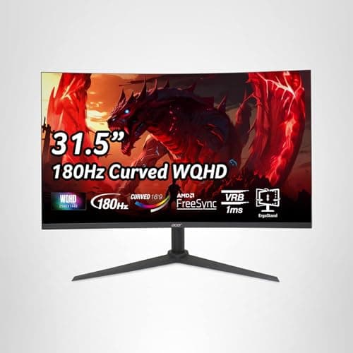 acer Nitro 31.5 Inch WQHD 2560 x 1440 1500R Curved PC Gaming Monitor | AMD FreeSync | Up to 180Hz Refresh | 1ms VRB | Speakers | One Display Port 1.4 & Two HDMI 2.0 | XZ320QU S3bmiiphx 17