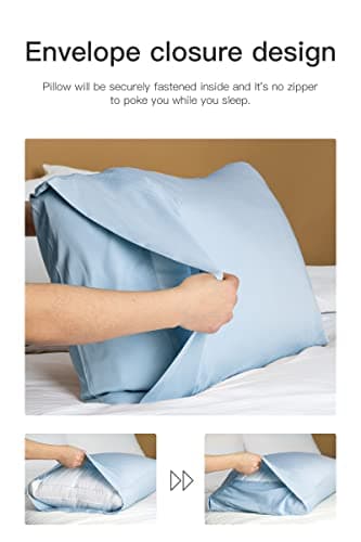 100% Viscose Made from Bamboo Breathable Pillowcases Standard Size Set of 2-Pack for Hot Sleepers and Night Sweats- Softness and Cooling Pillow Cases-Envelope Closure (Blue Fog-20 x 26 inches) 7