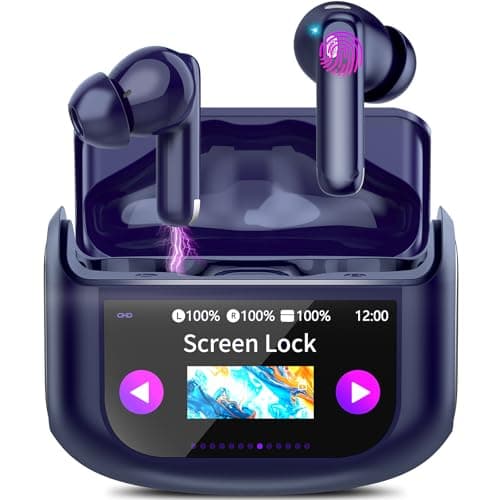 Wireless Earbuds, Bluetooth 5.4 Headphones with Multifunctional Touch Screen, 48H Bass Stereo Ear Buds with ANC/ENC Noise Cancelling/Transparency Mode, IPX7 Earphones with 5 EQ Modes,Starry Night Blue