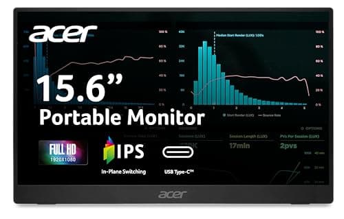 Acer Portable Monitor | 15.6" FHD IPS | Adaptive-Sync Support (FreeSync Compatible) | Slim Design | External Monitor for Laptop PC/Mac | 2 x USB 3.1 Type-C Port, HDMI 1.4 & Audio Out | PM161Q B1bmiuux