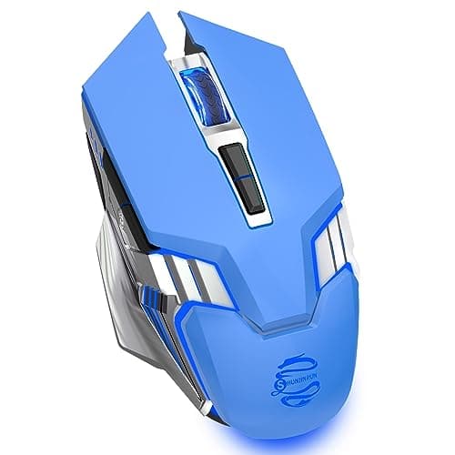 Blue Wireless Mice Gaming Mouse Bluetooth, Silent Multi Device Mouse, 2400 DPI, RGB Backlit, 800mAh Rechargeable Cordless Computer Mouse for Laptop PC Mac Macbook Air/Pro iPad Chromebook Office Game
