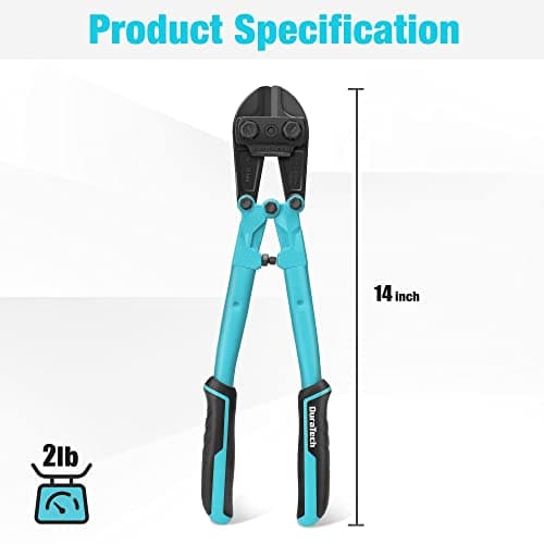 DURATECH 14-inch Heavy Duty Bolt Cutter for Rods, Bolts, Rivets, Chains, and Steel Wires, Bi-Material Ergonomic Rubber Grip Handle, Chrome Vanadium Steel Forged Blade 5