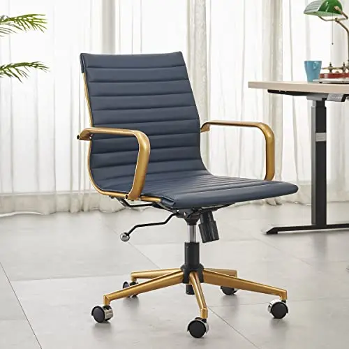 Hioryllks Blue Gold Office Chair - Modern Ergonomic Desk Chair (3011)