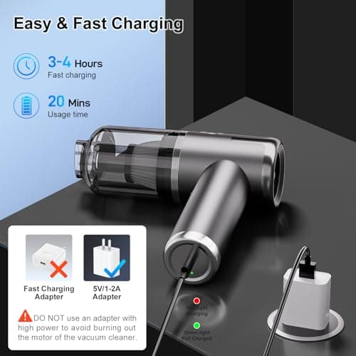 helloleiboo Mini Vacuum Cleaner 8000PA Handheld Vacuum Cordless 3 in 1 Portable Car Vacuum Rechargeable Handheld Car Vacuum Cleaner Dust Collector Blower Hand Pump for Home 6